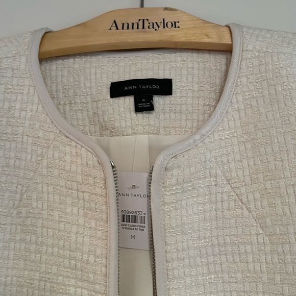 Ann Taylor Tweed Cardigan Jacket Zip Front 555824 - Picture 2 of 13